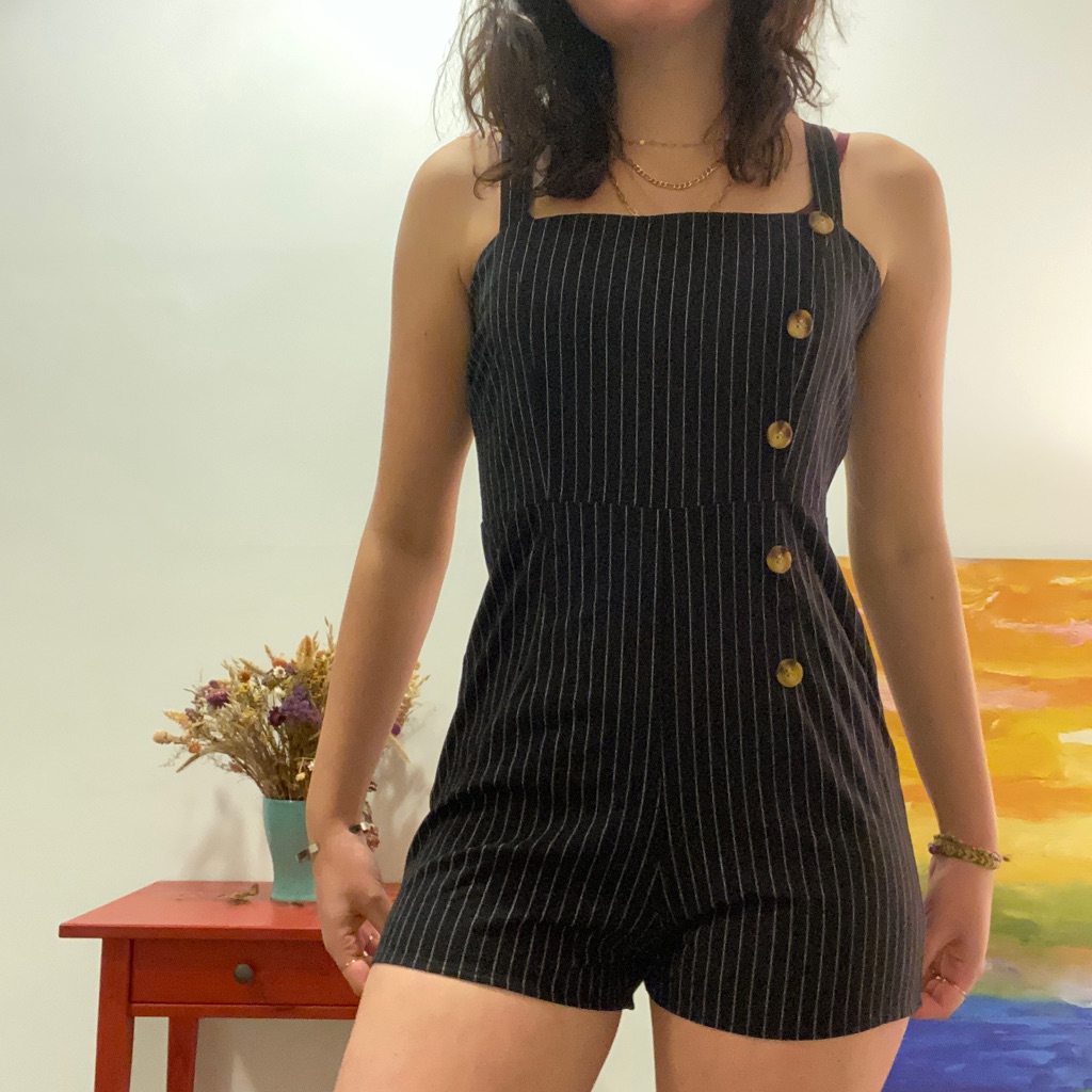 Striped Button Romper